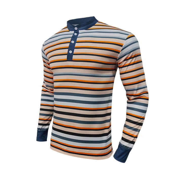 Herren Langarm-Henley-Shirt mit modischem Streifenmuster und hochwertiger Baumwollqualität Drune