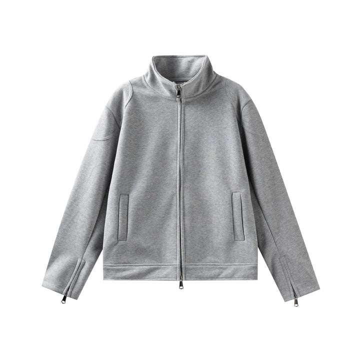 Unisex Hochgeschlossene Zip-Jacke aus French‑Terry mit Ärmelschlitzen und Eingrifftaschen Drune
