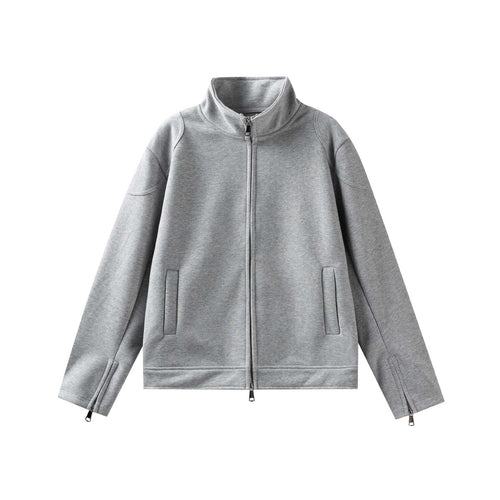 Unisex Hochgeschlossene Zip-Jacke aus French‑Terry mit Ärmelschlitzen und Eingrifftaschen Drune
