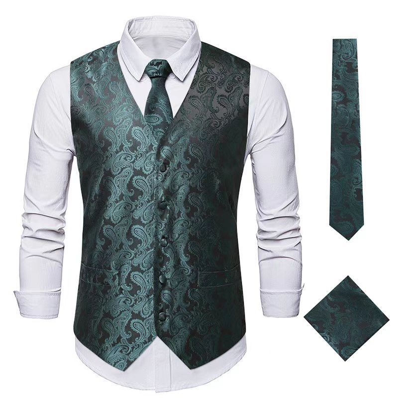 Herren elegantes Weste-Anzugset mit passendem Krawatte und Einstecktuch Drune