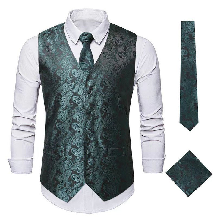 Herren elegantes Weste-Anzugset mit passendem Krawatte und Einstecktuch Drune