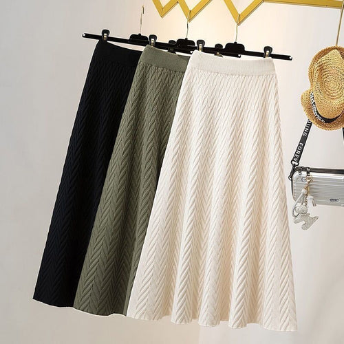 Damen Eleganter Maxirock mit Chevron-Muster Drune