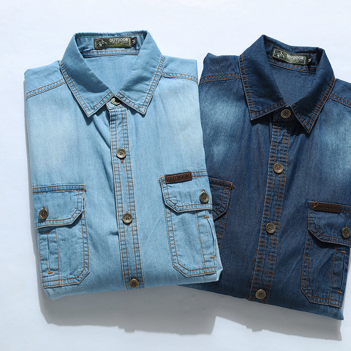 Herren Denim-Hemdjacke mit Utility-Taschen Drune