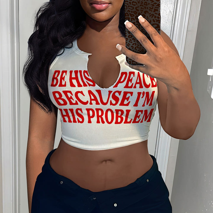 Damen Crop-Top mit auffälligem Schriftzug und lockerer Passform Drune