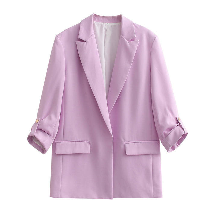 Damen Oversize Longline Blazer mit Dreiviertel-Ärmeln und Reverskragen Drune
