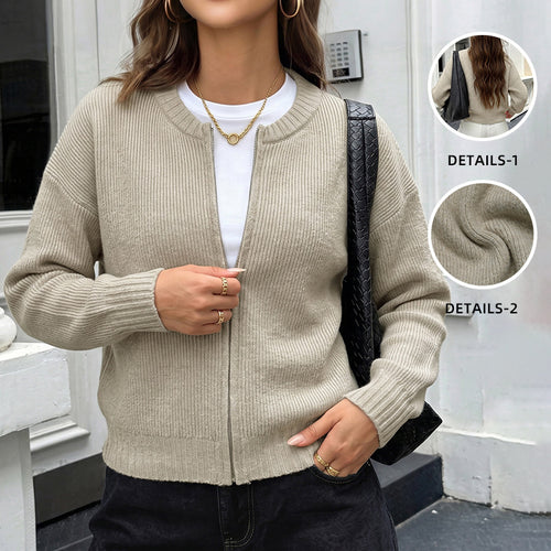 Damen Lässige Strickjacke mit chemischem Reißverschluss Drune