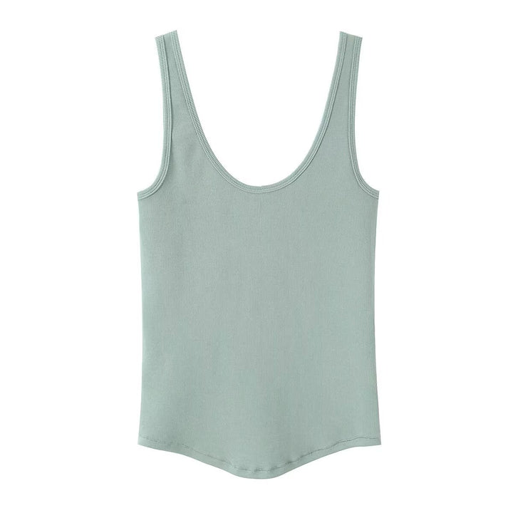 Damen hochwertiges Rippen-Top mit elegantem Rundhals und bequemer Passform Drune