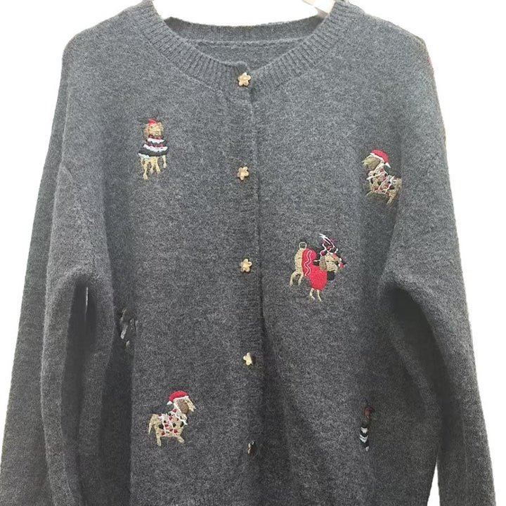 Damen Strickjacke mit buntem Stickdesign und elegantem Schnitt Drune