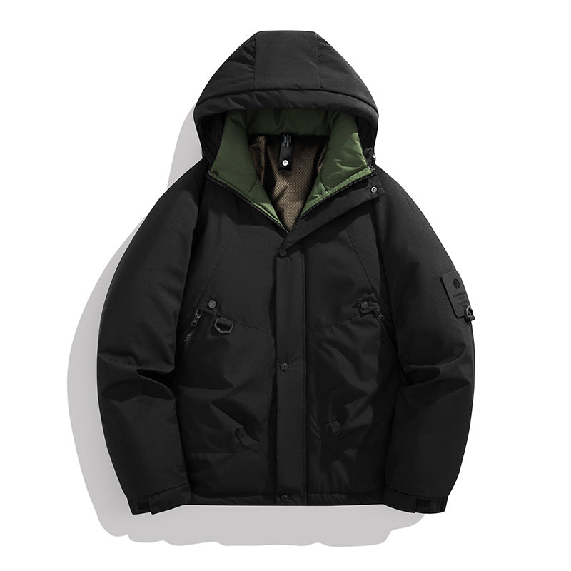 Herren Wattierte Kapuzenjacke im Utility‑Stil mit Multifachtaschen und verstellbarem Saum Drune