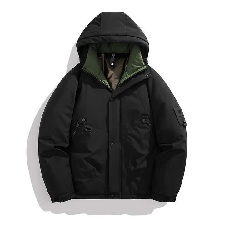 Herren Wattierte Kapuzenjacke im Utility‑Stil mit Multifachtaschen und verstellbarem Saum Drune