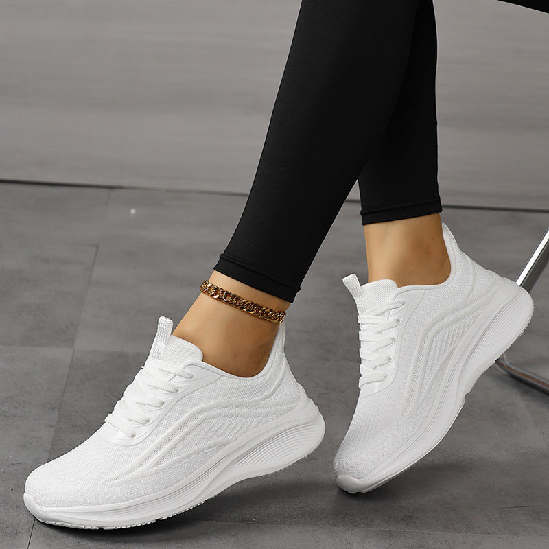 Damen Atmungsaktive Strick-Schnürsneaker mit ergonomischer Wedge-Dämpfung Drune