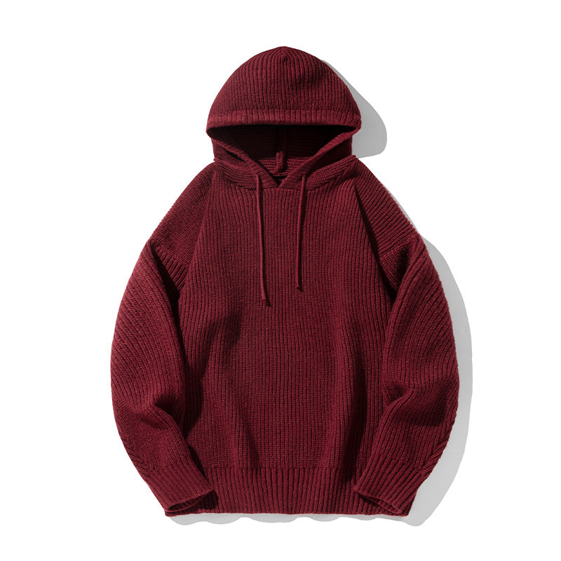 Unisex Grobgestrickter Oversize Kapuzenpullover mit Rippbündchen und Tunnelzug Drune