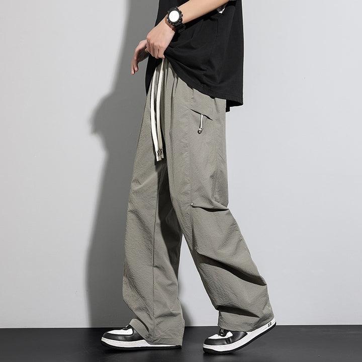 Herren Utility-Cargo-Loungehose mit Tunnelzugbund, Mehrfachtaschen & weitem Bein Drune