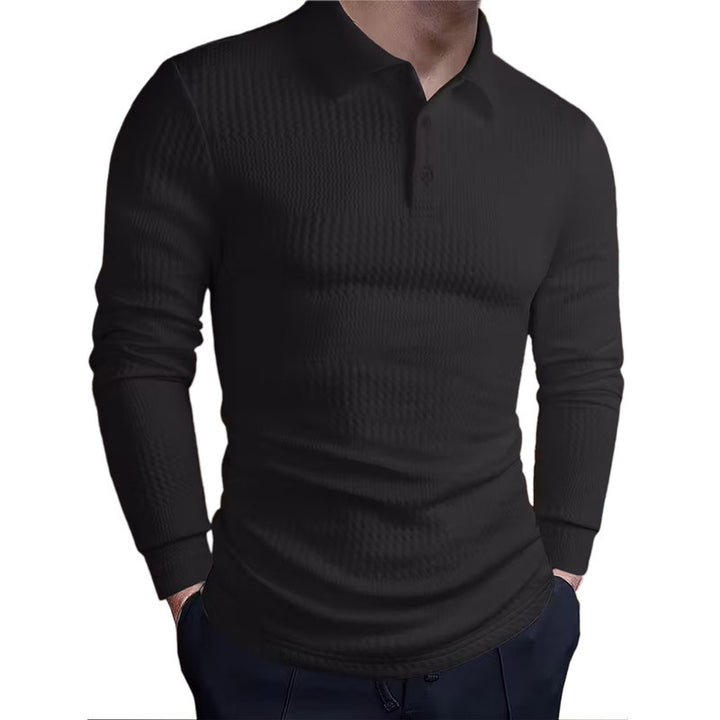 Herren nan tailliertes Waffelstrick-Poloshirt mit klassischem Polokragen Drune