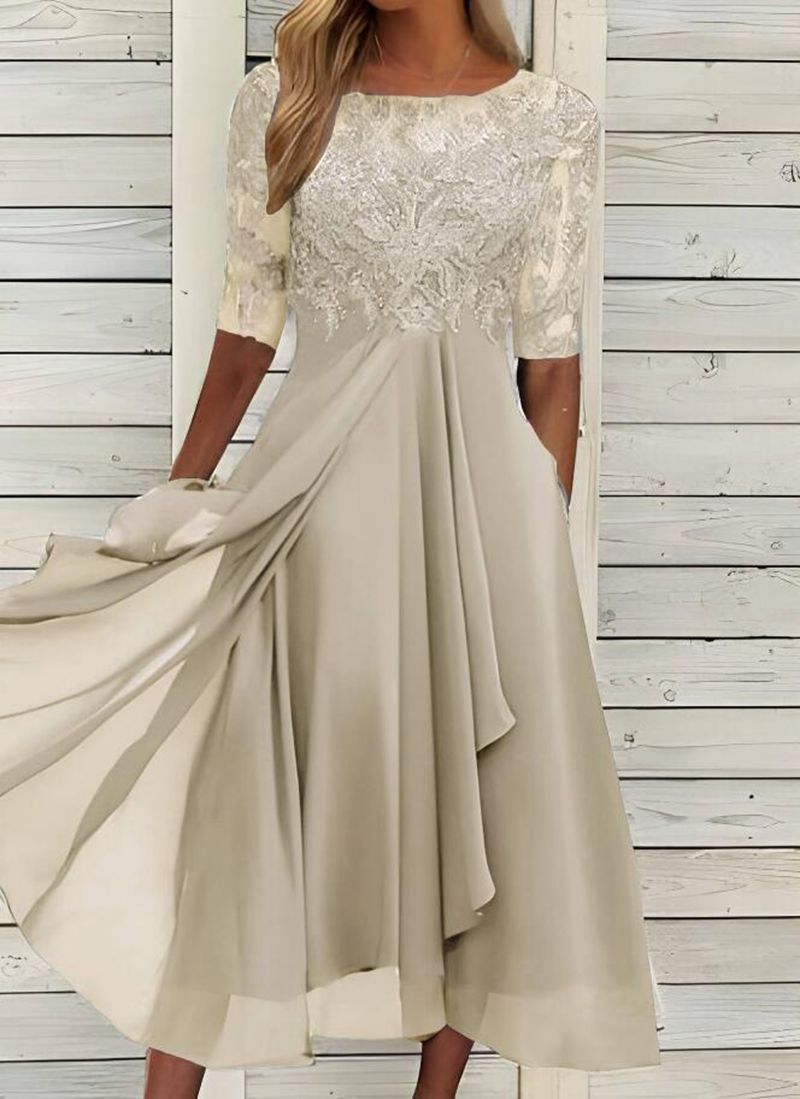 Festliches Maxikleid mit Spitzenbesatz für Damen | Drune