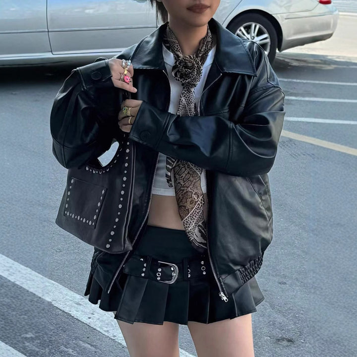 Damen Elegante und lässige Kunstlederjacke
