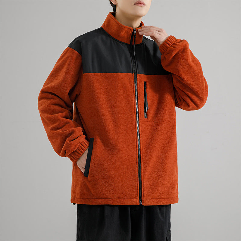 Herren Fleecejacke mit verstärktem Schulterpaneel, Stehkragen und Brustreißverschluss Drune