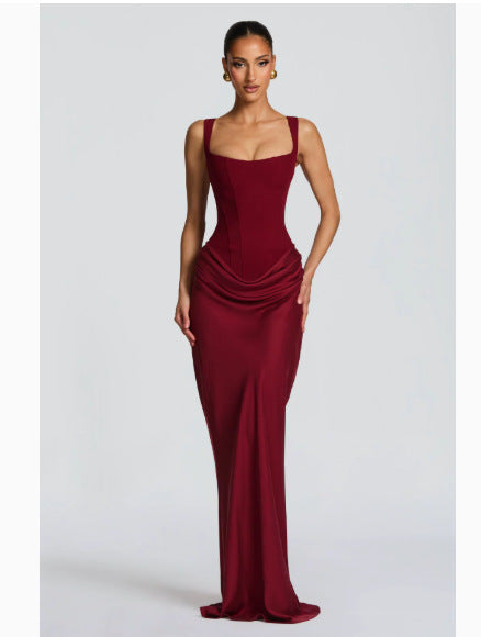 Damen elegantes Abendkleid mit raffinierten Drappierungen Drune