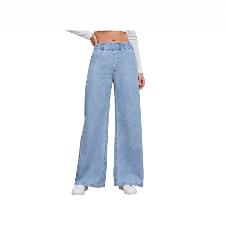 Damen weite High-Waist Jeans mit elastischem Bund und elegantem Schnitt Drune