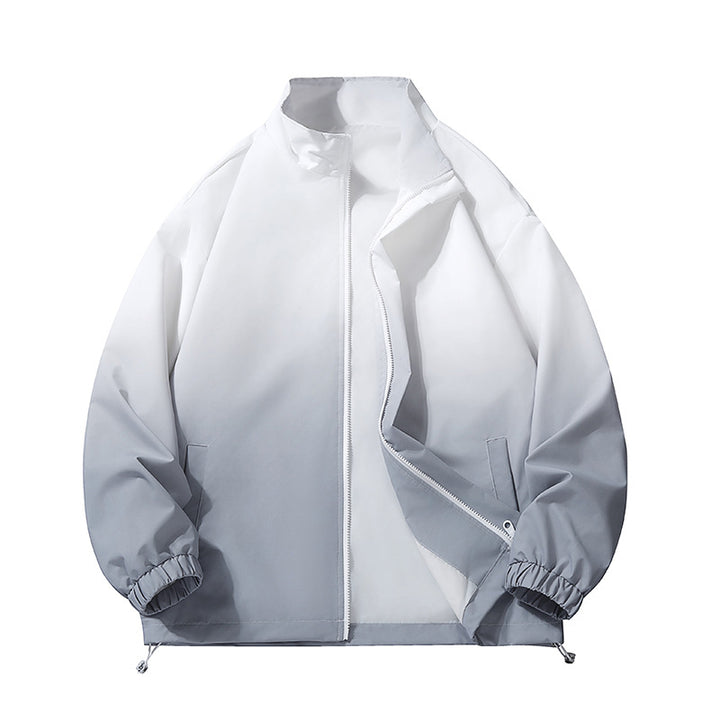 Herren leichte Farbverlauf Windbreakerjacke mit Stehkragen, durchgehendem Reißverschluss & Kordelzugsaum Drune