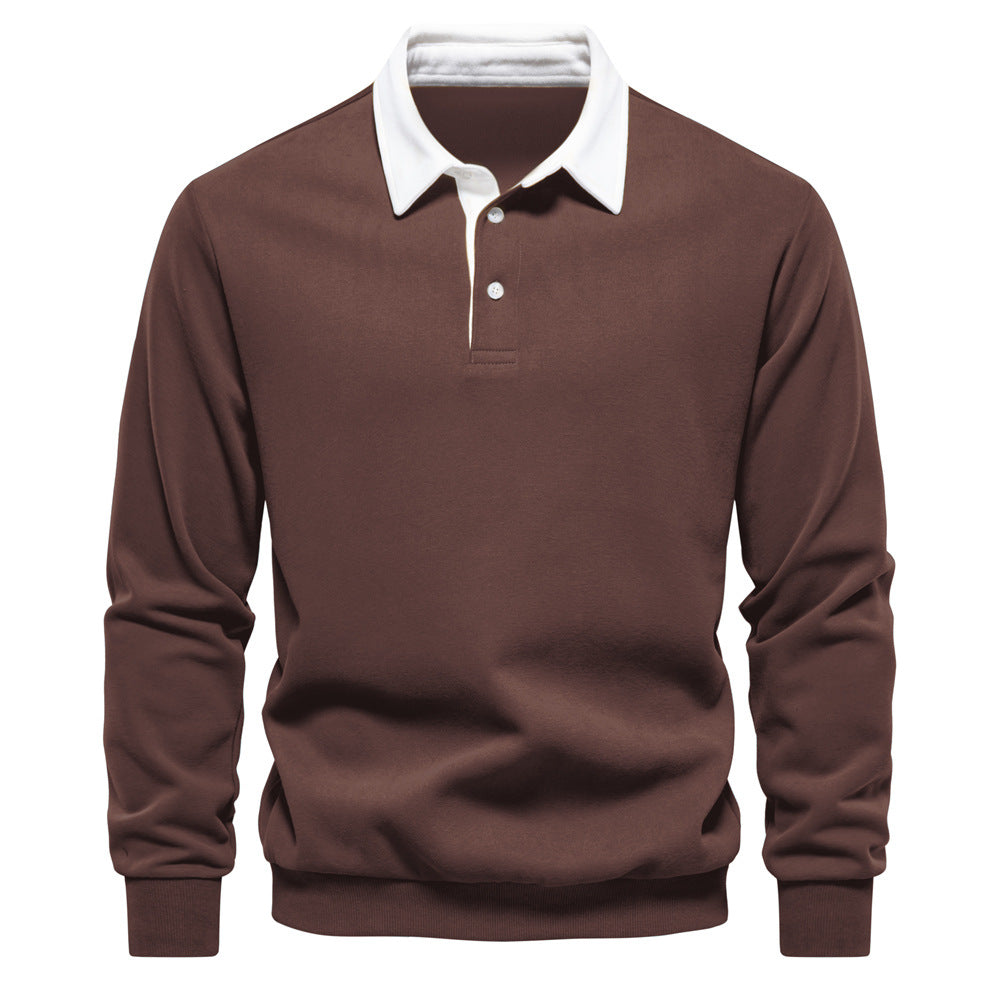 Herren Poloshirt Langarm Kontrastkragen