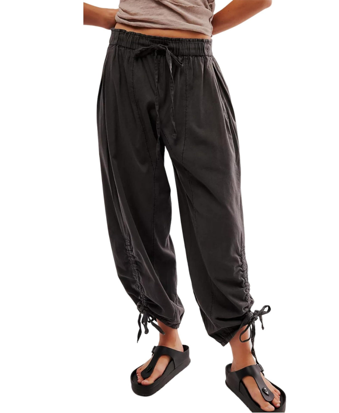 Damen Bequeme Freizeithose mit Bund und dekorativen Schnürdetails Drune