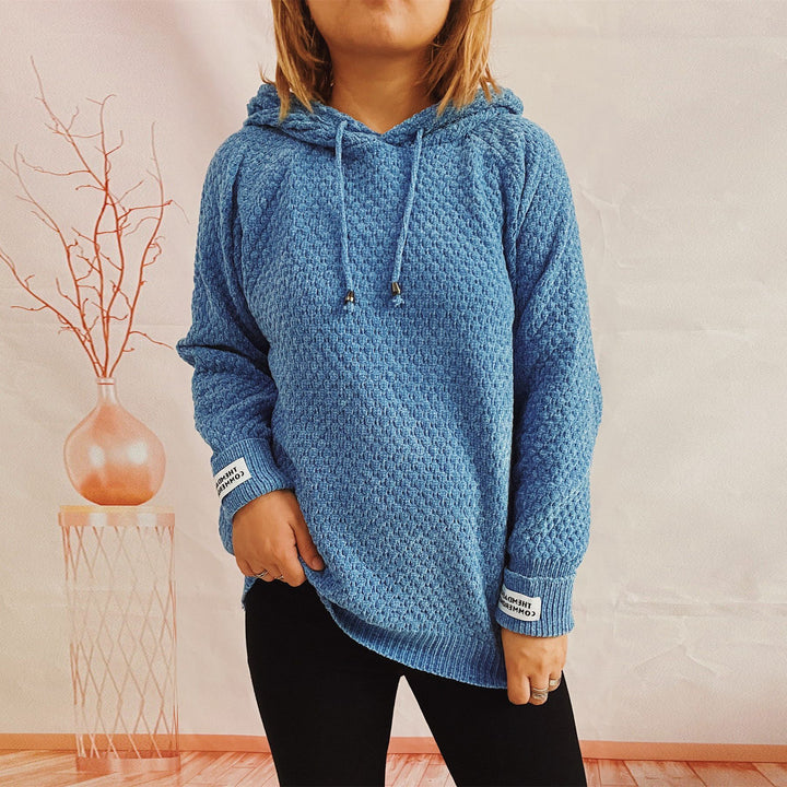 Damen lockerer Hoodie mit strukturiertem Gewebe und modernem Kordelzug Drune