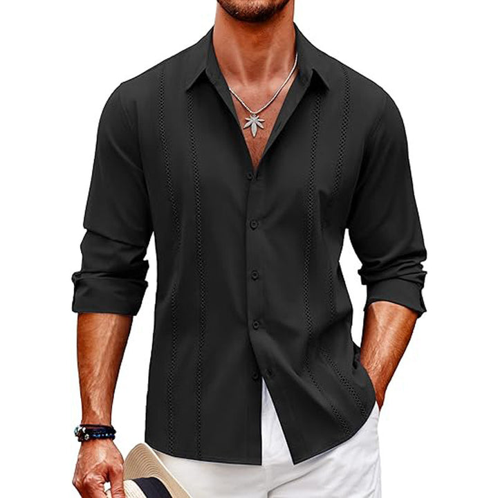 Herren elegante Langarmbluse mit feinem Streifenmuster Drune