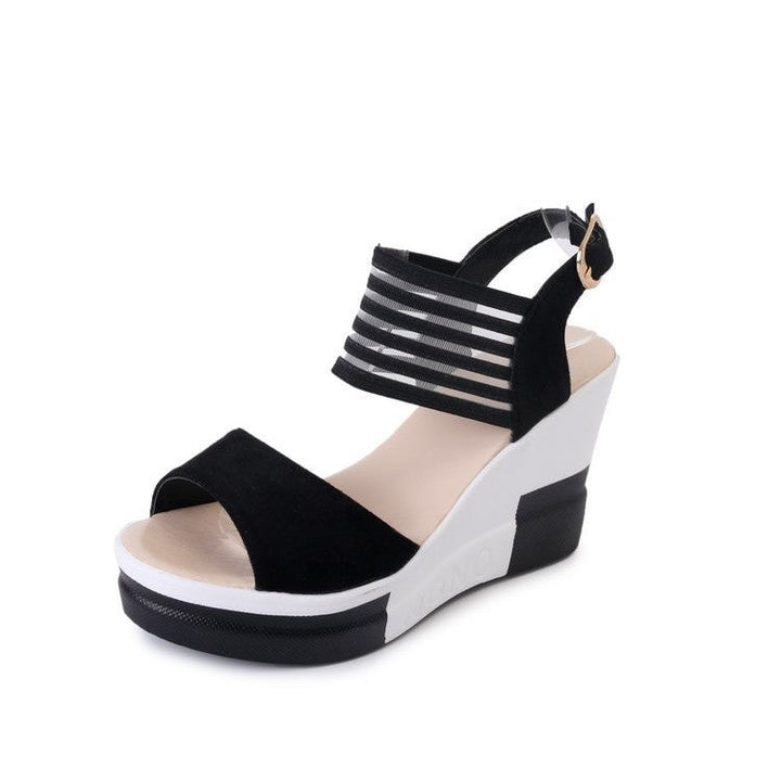 Damen Wedge-Sandaletten mit elastischem Riemendesign und gepolsterter Innensohle Drune