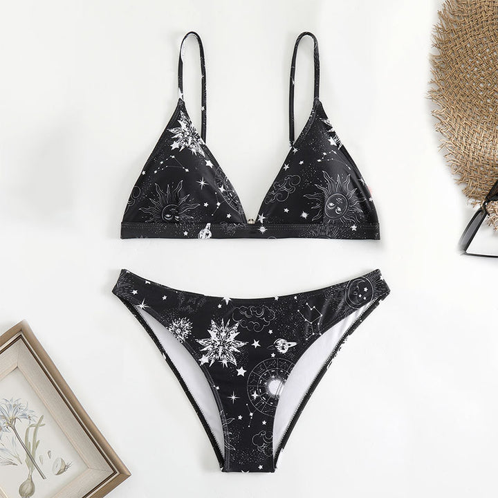 Damen Triangel-Bikini mit einzigartigem Sternenmotiv und verstellbaren Trägern Drune