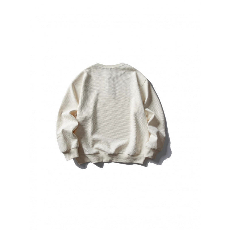 Unisex Waffelstrick-Henley-Sweatshirt im Oversize‑Cut mit Knopfleiste Drune