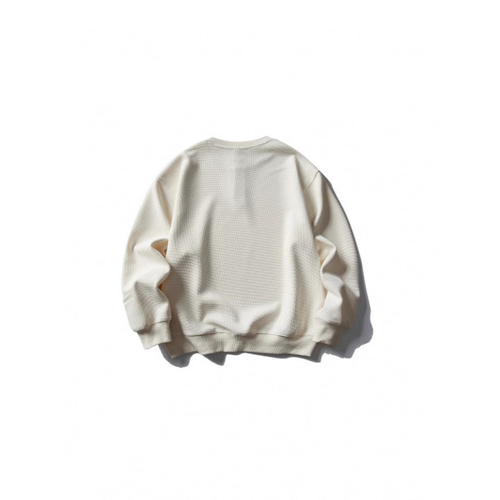 Unisex Waffelstrick-Henley-Sweatshirt im Oversize‑Cut mit Knopfleiste Drune