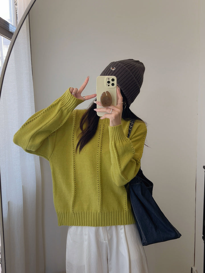Damen Grobstrickpullover mit femininer Silhouette und strukturiertem Design Drune