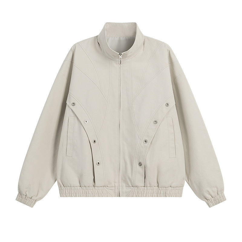 Damen modische Übergangsjacke mit hohem Kragen und praktischen Druckknopfdetails Drune
