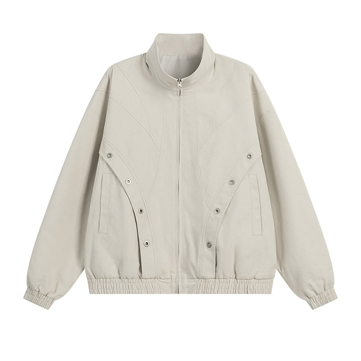 Damen modische Übergangsjacke mit hohem Kragen und praktischen Druckknopfdetails Drune