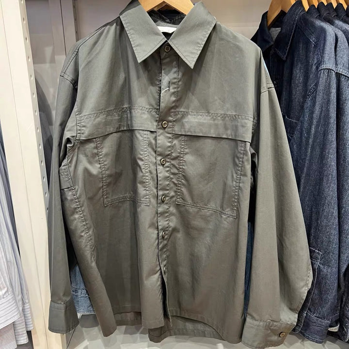 Damen lässige Overshirt mit mehreren Taschen Drune
