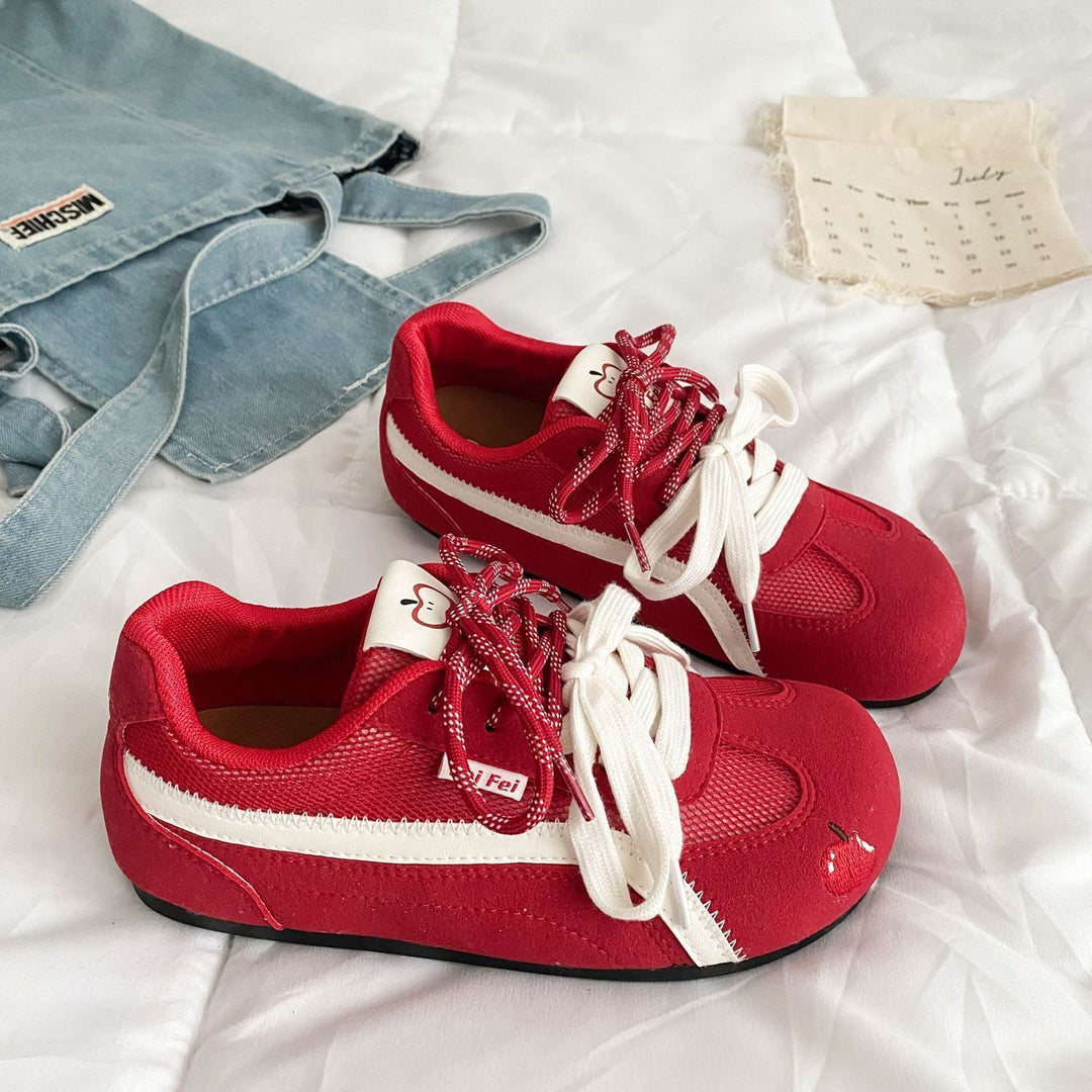 Damen Retro-sportliche Sneaker mit Wildleder- und Mesh-Mix sowie gepolsterter Komfortsohle Drune