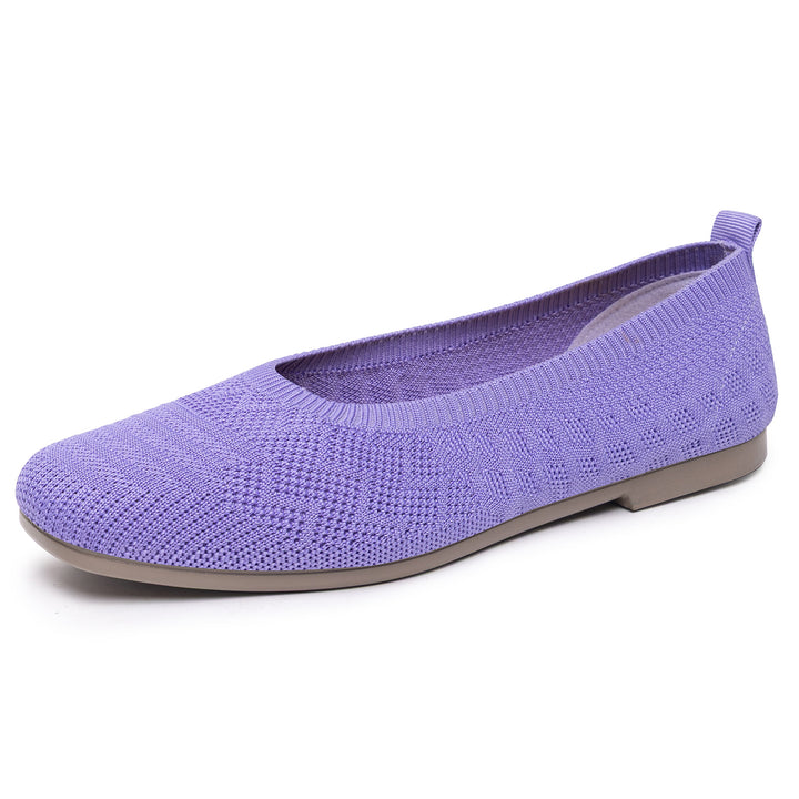 Damen nan gestrickte Ballerina-Slip-On Komfortballerina mit nahtlosem Sockeneinstieg und flexibler Leichtsohle Drune