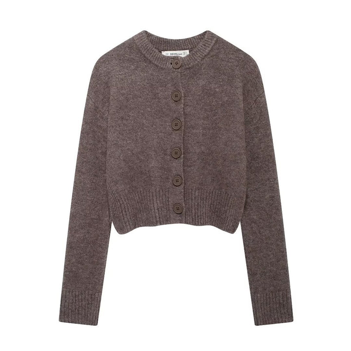 Damen modischer, kurzer Strickcardigan mit Knopfverschluss Drune