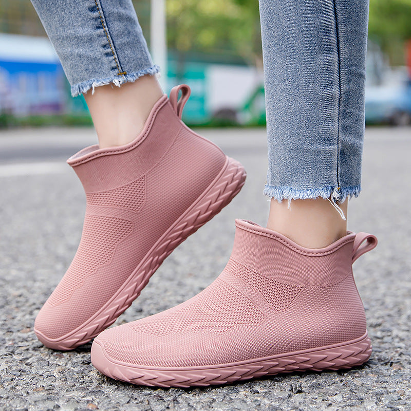 Damen Elastischer Strick-Slip-On Ankle-Sneaker mit Profilsohle Drune