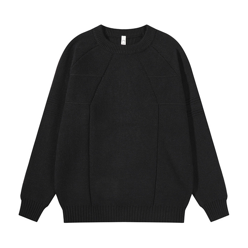 Unisex Grobgestrickter Oversize-Pullover mit Raglanärmeln und strukturierten Einsatznähten Drune