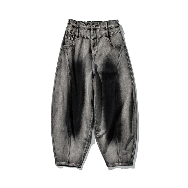 Herren Weite Paneel‑Denimhose mit Ballonbeinen und tiefem Schritt Drune