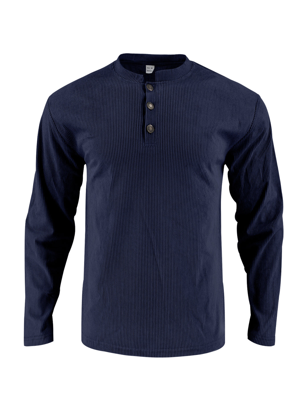 Herren Langarmshirt mit modischer Stehkragen und Knopfleiste Drune