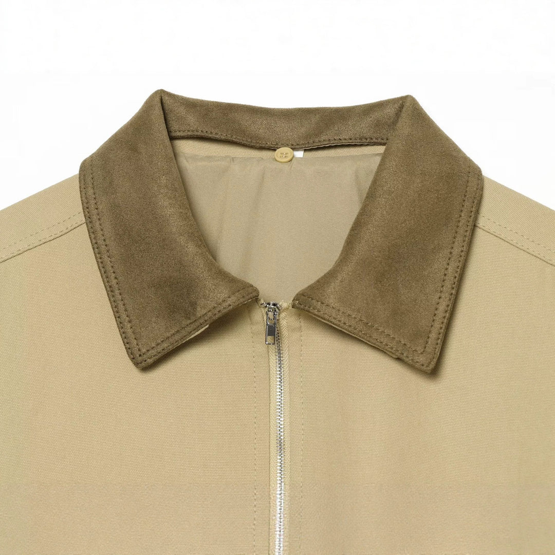 Damen Kurzblouson im Boxy‑Look mit Velourskragen und elastischem Saum Drune
