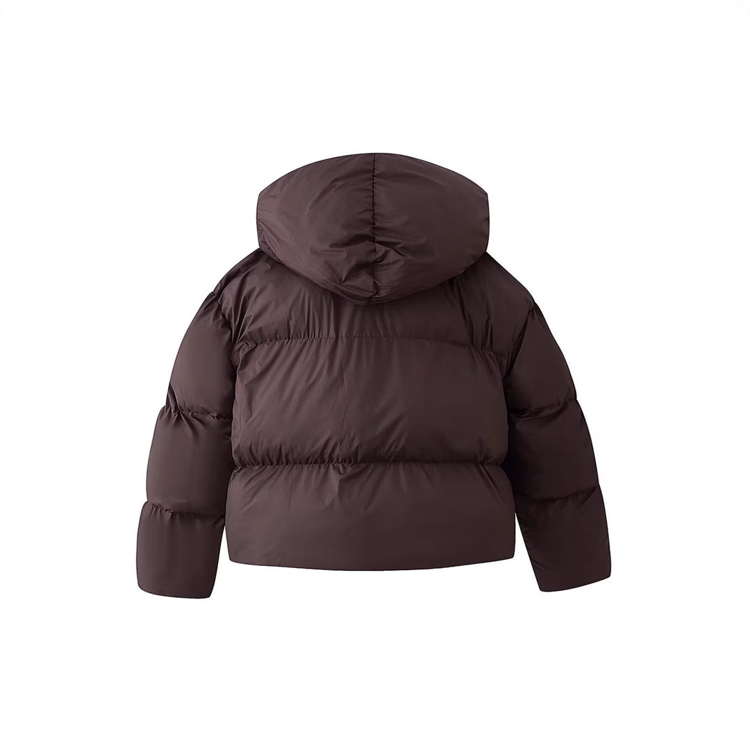 Damen Kurz geschnittene Steppjacke mit extrabreitem Schalkragen und wattierter Kapuze Drune