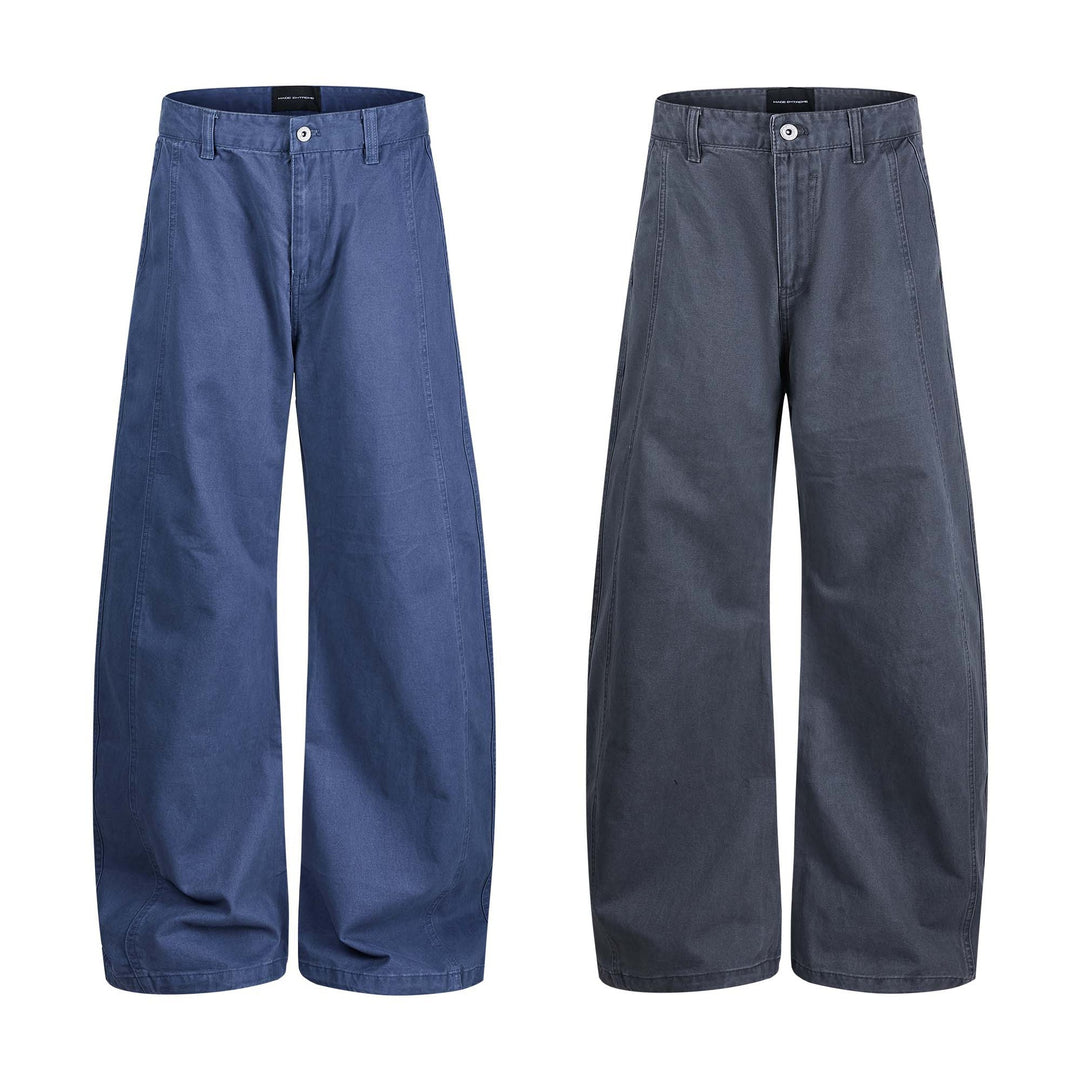 Damen weite knöchellange Hose mit hoher Taille aus Baumwoll-Denim Drune