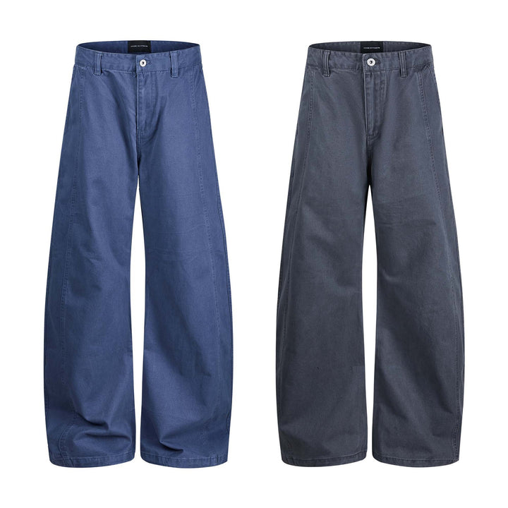 Damen weite knöchellange Hose mit hoher Taille aus Baumwoll-Denim Drune
