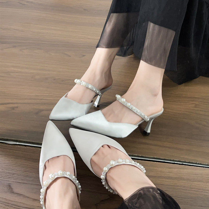 Damen Elegante Slingback-Pumps mit modischen Perlenakzenten Drune