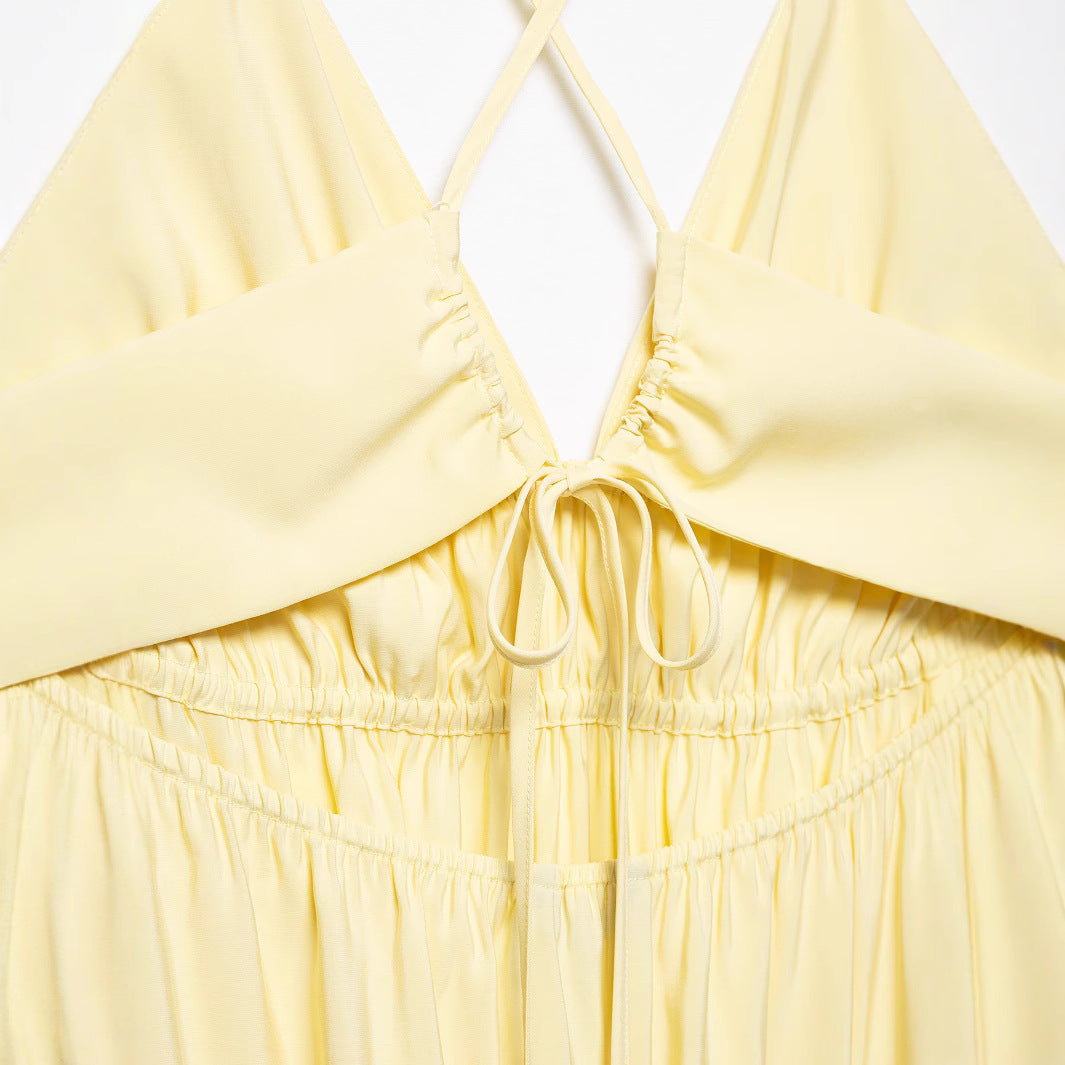 Femme Verstellbares Spaghetti-Top Maxikleid mit gerafftem Oberteil Drune