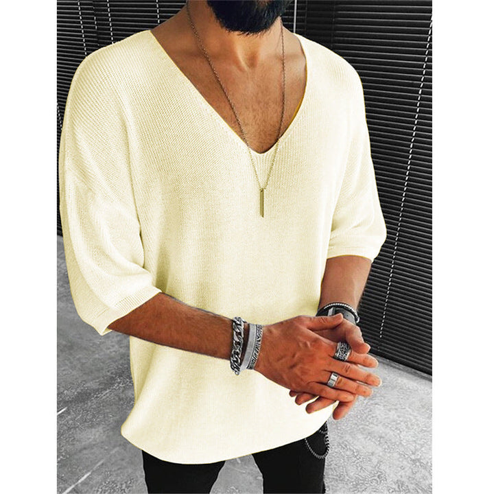 Herren Übergröße V-Ausschnitt Pullover Drune